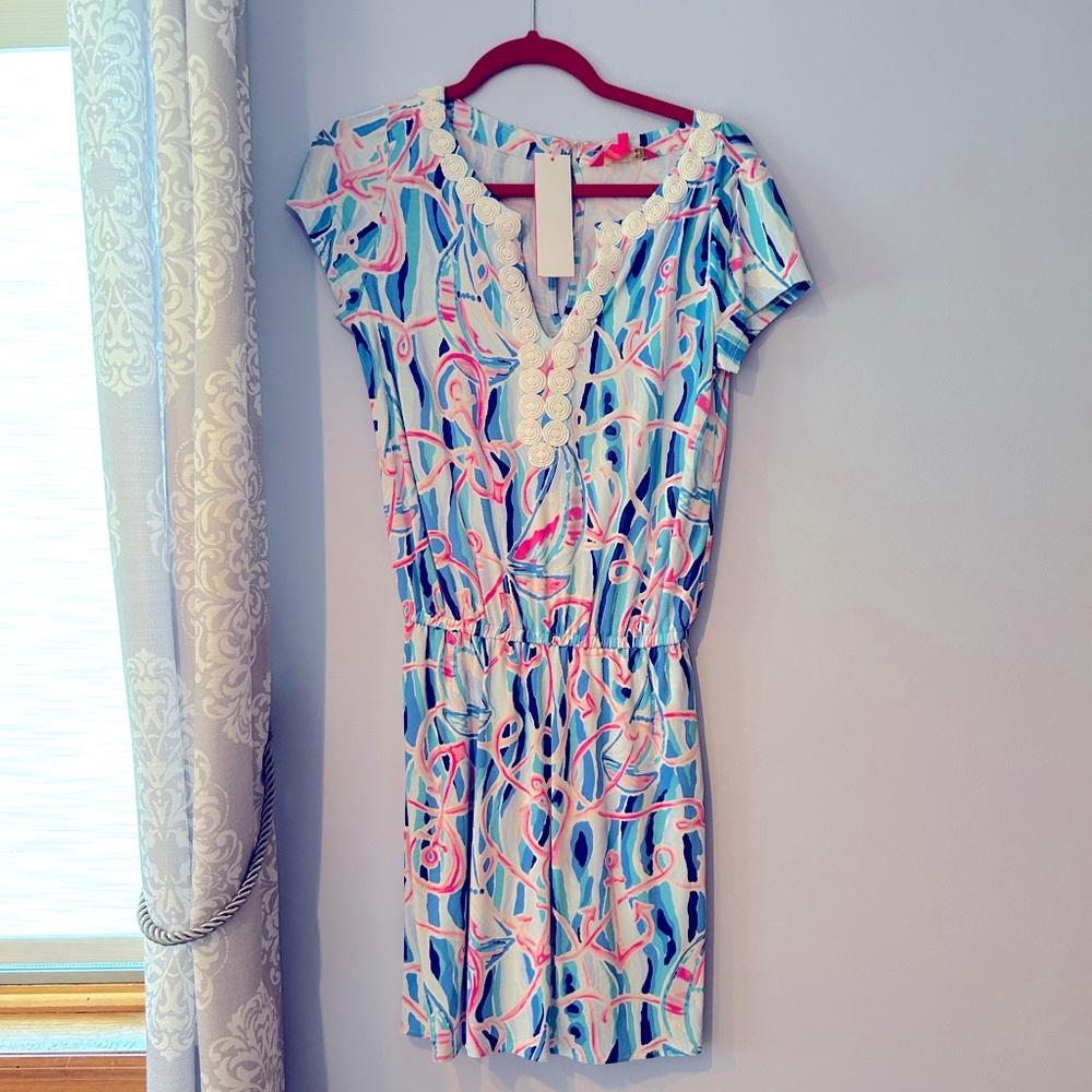 NWT LILLY PULITZER SKORT ROMPER SKIM BLUE